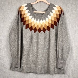 St Johns Bay Cotton Blend Argyle Sweater XL Transition Fall Work Casual Holiday